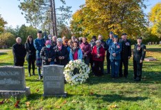 Military personnel, friends and family stand in commemoration, in memory of Sergeant(Retired) Nadine Manning, who was the last remaining Imagery technician that served in World War 2.  This photo was taken at Lakehead Cemetery in Point-Claire, Quebec on November 6th, 2021.

Please credit: Cpl Thomas Lee, Canadian Forces Combat Camera, Canadian Armed Forces Photo