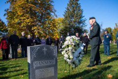 Colonel(Retired) Ralph Coleman, Colonel-Commandment, speaks about the importance of Canadian Army Film and Photo Unit (CFPU) during the memorial commemoration of Sergeant(Retired) Nadine Manning, who was the last remaining Imagery technician that served in World War 2.  This photo was taken at Lakehead Cemetery in Point-Claire, Quebec on November 6th, 2021.

Please credit: Cpl Thomas Lee, Canadian Forces Combat Camera, Canadian Armed Forces Photo